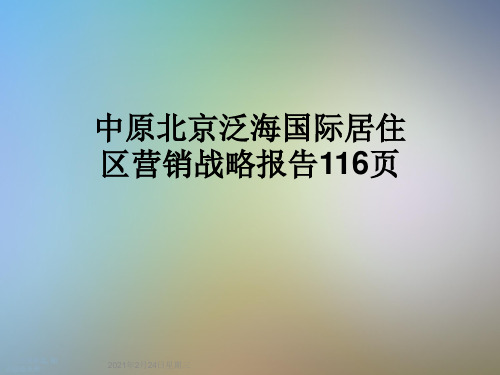 中原北京泛海国际居住区营销战略报告116页