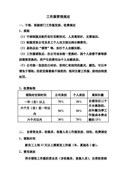工作服管理规定