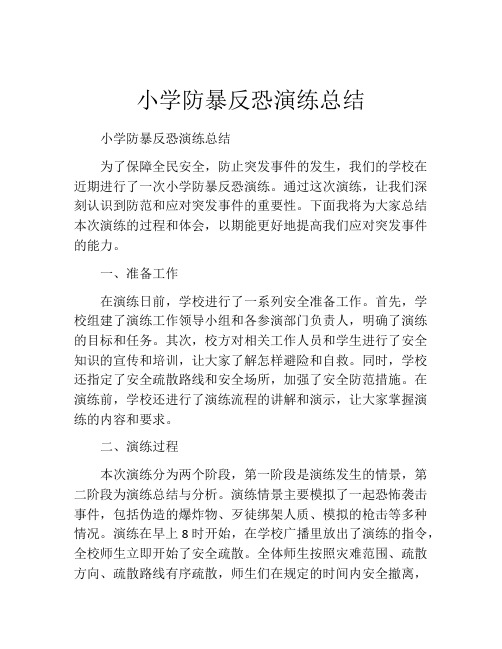 小学防暴反恐演练总结