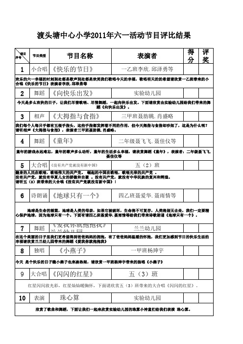 六一节目串词