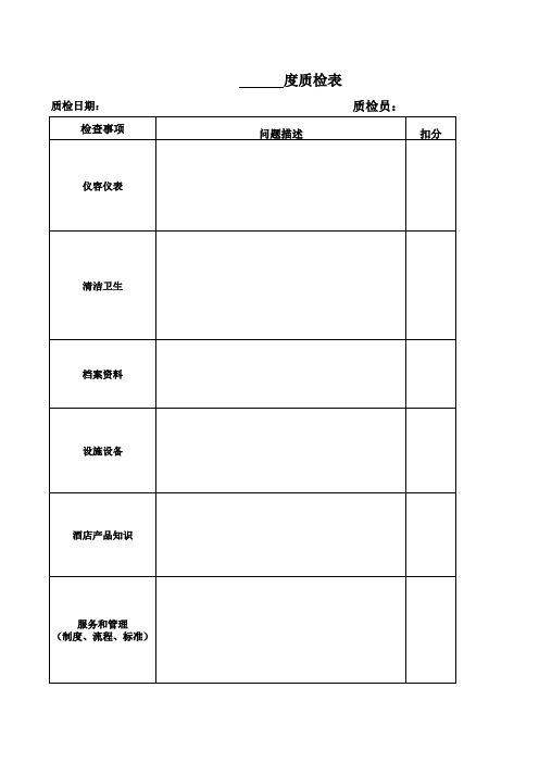 月、周度质检表