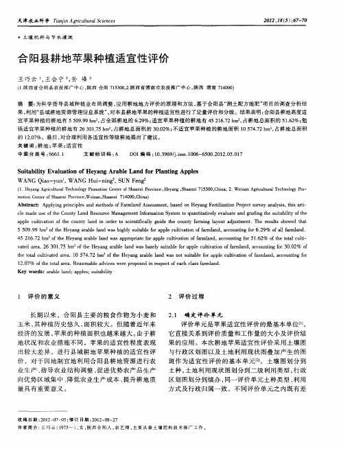 合阳县耕地苹果种植适宜性评价