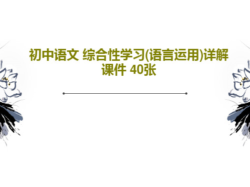 初中语文 综合性学习(语言运用)详解 课件 40张PPT42页