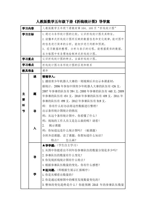 人教版数学五年级下册《折线统计图》导学案