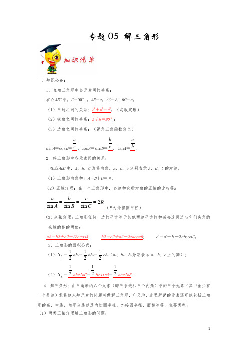 专题05 《解三角形》(解析版)-期末挑重点之2020-2021学年下学期高一数学(苏教版2019)