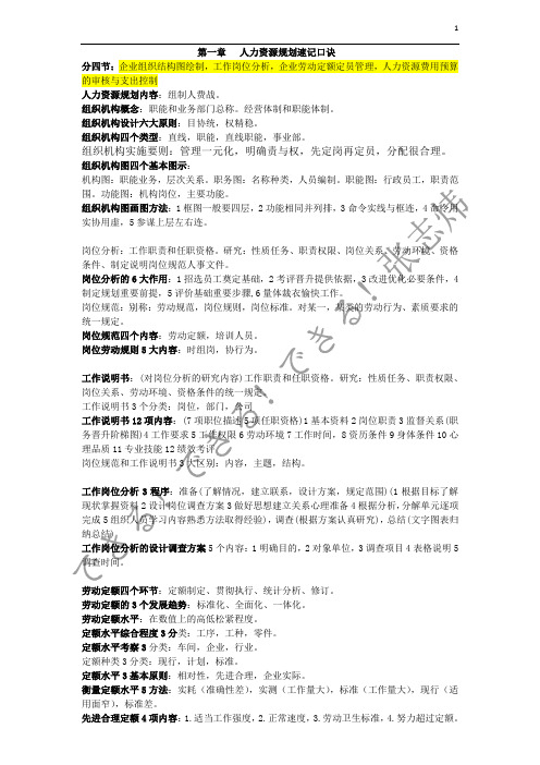 企业人力资源管理师三级(九天考试速记版)