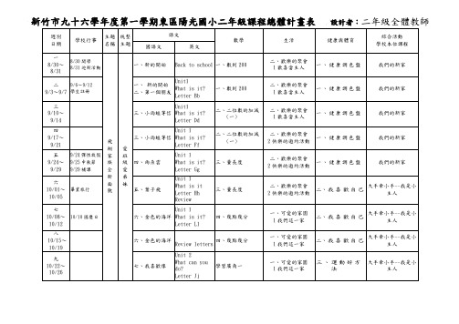 新竹市九十六学年度第一学期东区阳光国小二年级课程总体计画表 .