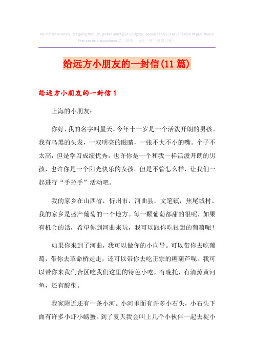 给远方小朋友的一封信(11篇)