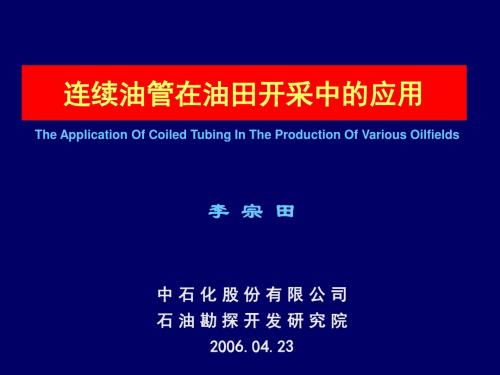 连续油管在油田开采中的应用会议宣培训资料.ppt