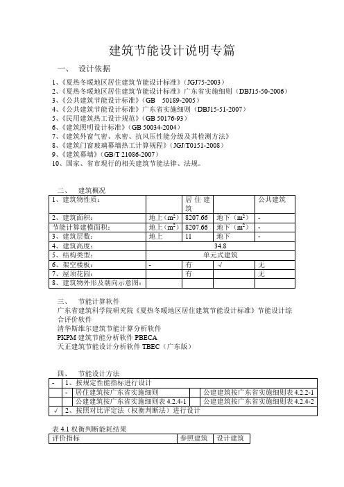 建筑节能设计说明专篇