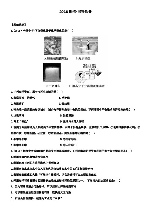 初中化学鲁教版练习第一节海洋化学资源(含解析)