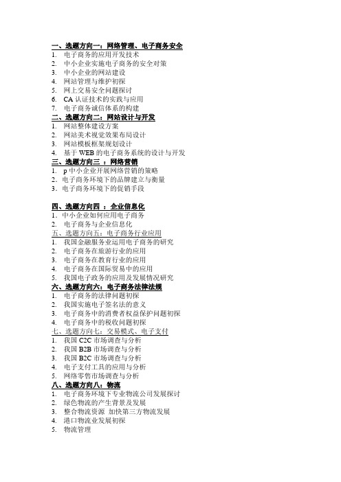 研究电子商务选题方向