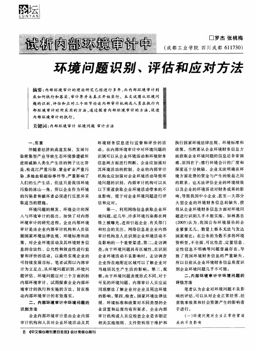 试析内部环境审计中环境问题识别、评估和应对方法