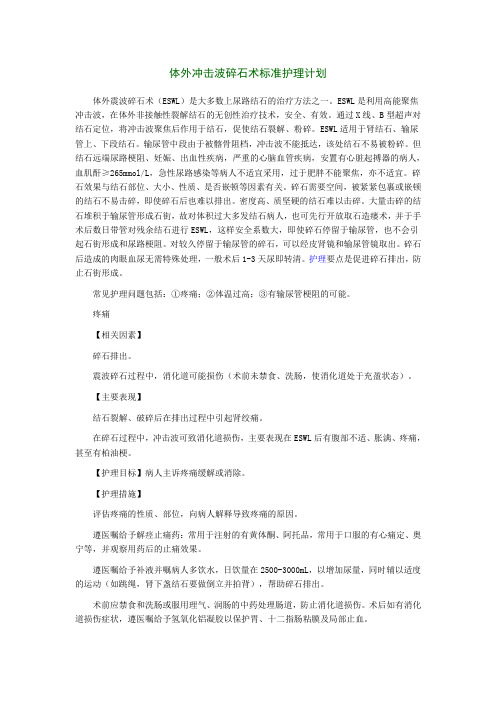 体外冲击波碎石术标准护理计划
