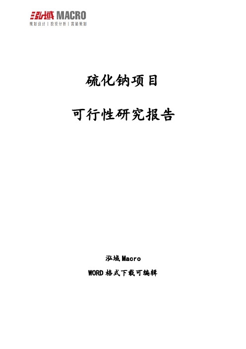 硫化钠项目可行性研究报告
