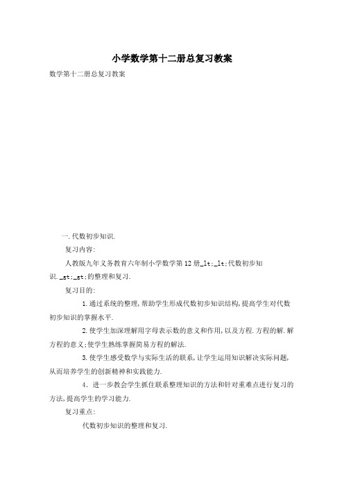小学数学第十二册总复习教案
