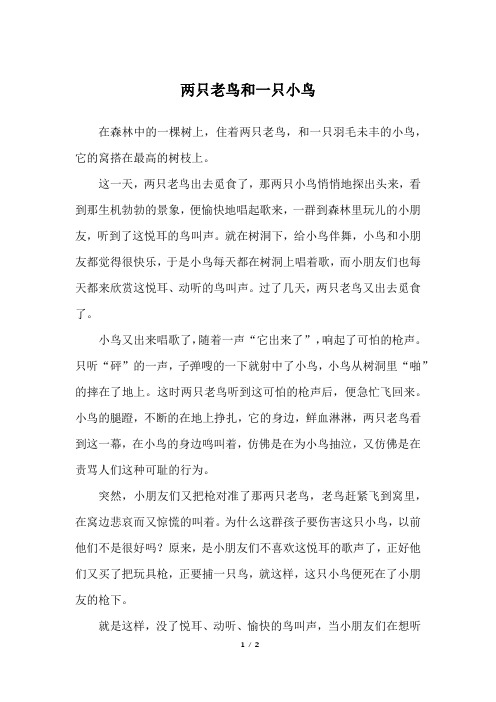两只老鸟和一只小鸟_五年级作文