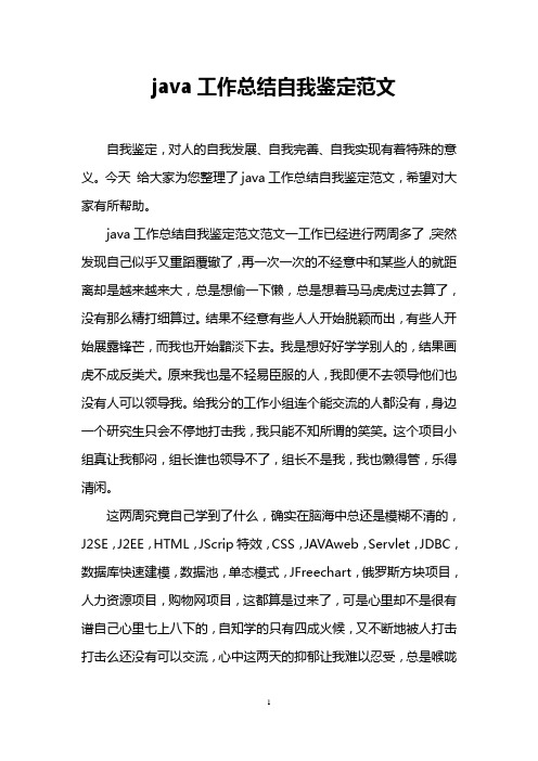 java工作总结自我鉴定范文