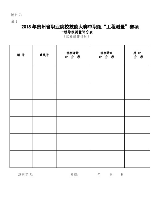 2018年省赛中职组工程测量赛项一级导线测量评分表