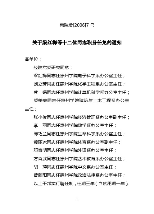 惠院发[2006]7号