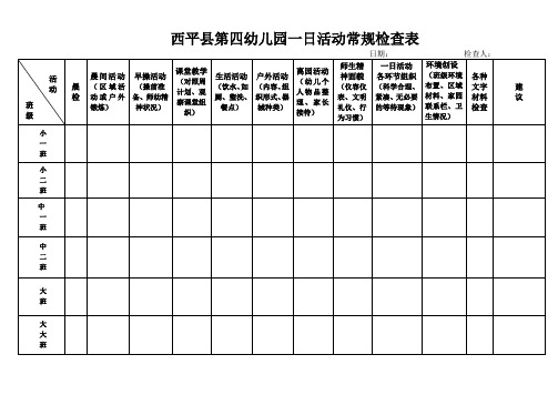 幼儿园一日生活检查表