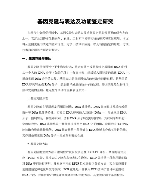 基因克隆与表达及功能鉴定研究