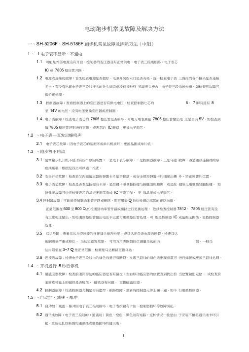 舒华跑步机常见故障及解决方法