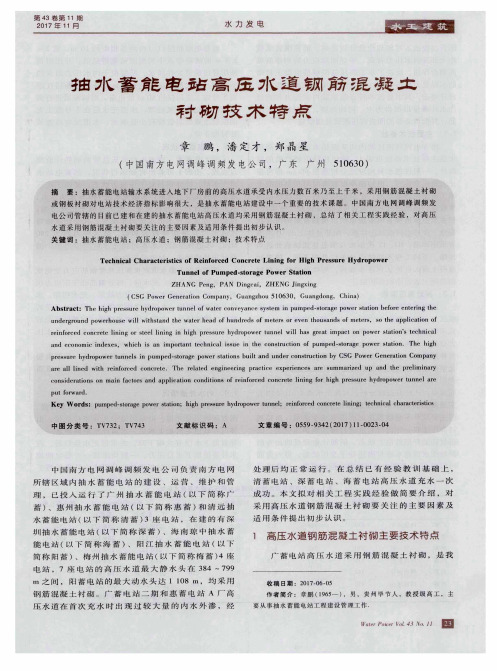 抽水蓄能电站高压水道钢筋混凝土衬砌技术特点