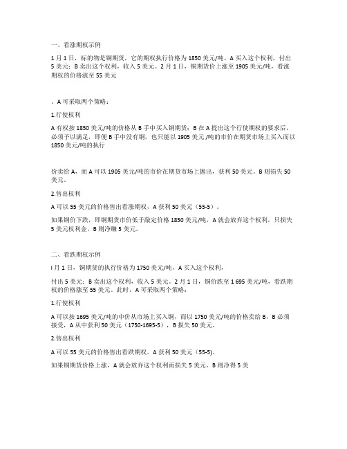 看涨期权和看跌期权的示例理解及会计处理