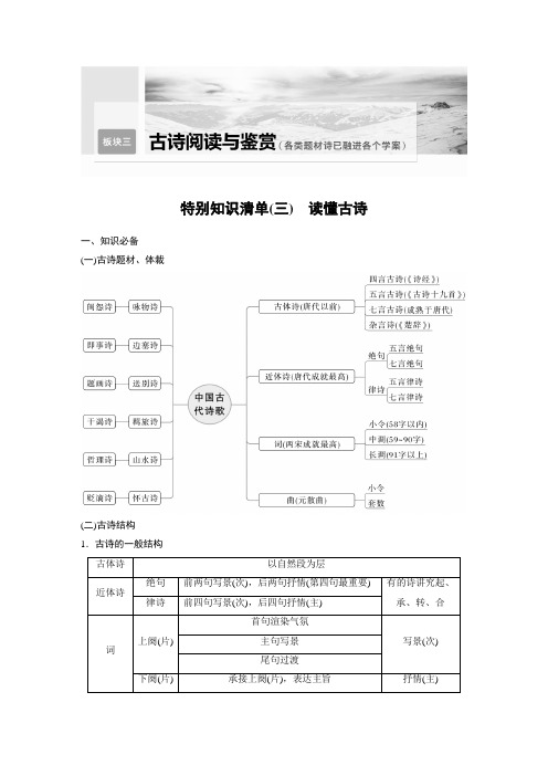 2023年高考语文一轮复习讲义——古诗词阅读与鉴赏 特别知识清单 (三)  读懂古诗