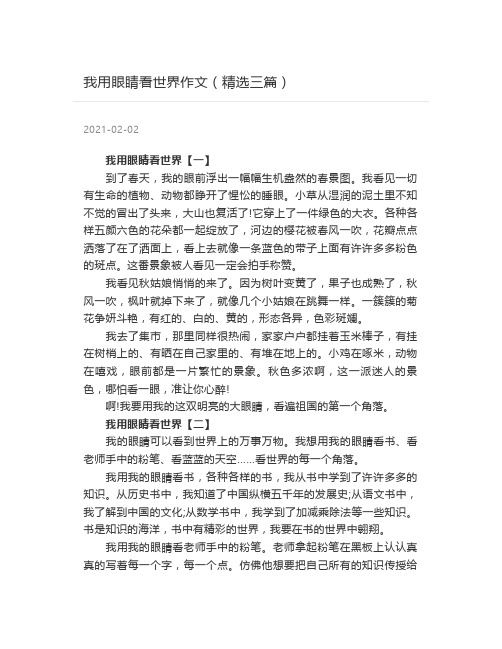 我用眼睛看世界作文(精选三篇)