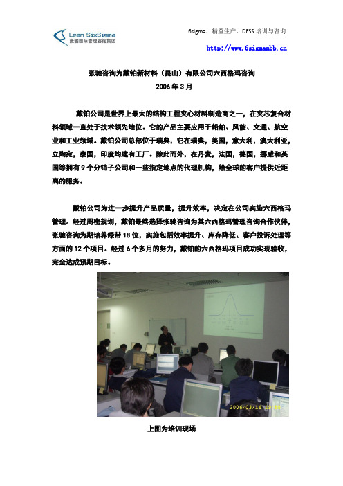 戴铂新材料公司用六西格玛咨询改善方法提升产品质量