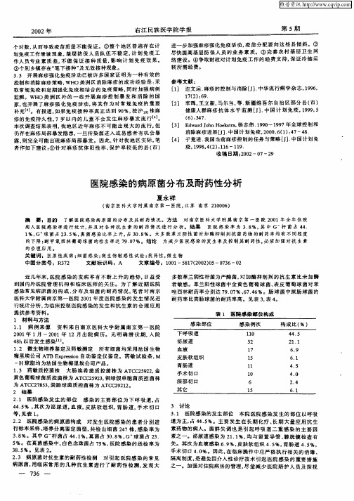 医院感染的病原菌分布及耐药性分析