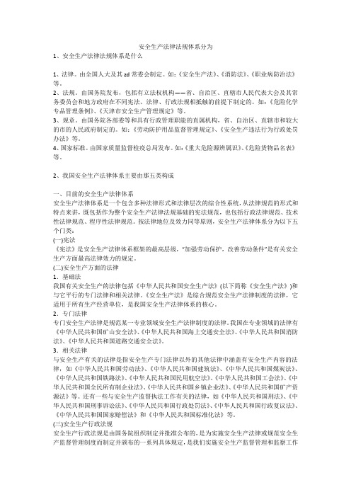 安全生产法律法规体系分为安全生产