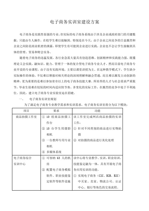 电子商务实训室建设方案