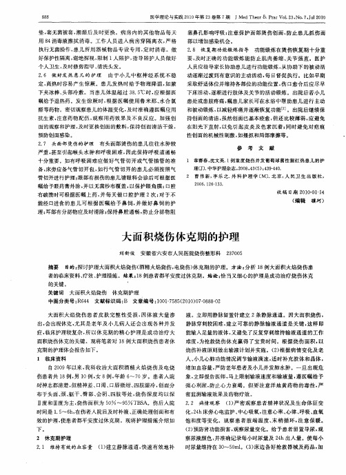 大面积烧伤休克期的护理
