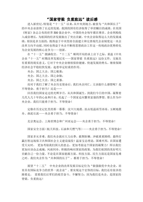 国家脊梁 负重致远读后感