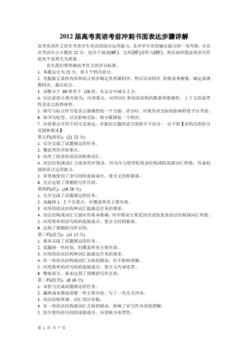 2012届高考英语考前冲刺书面表达步骤详解