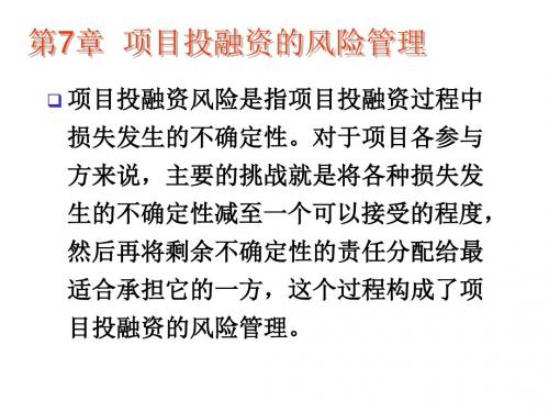 第7章项目投融资的风险管理