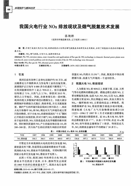 我国火电行业NO_x排放现状及烟气脱氮技术发展