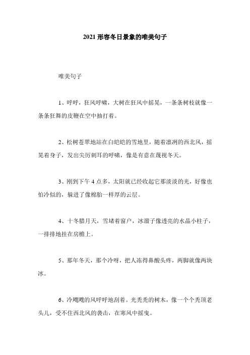 2021形容冬日景象的唯美句子