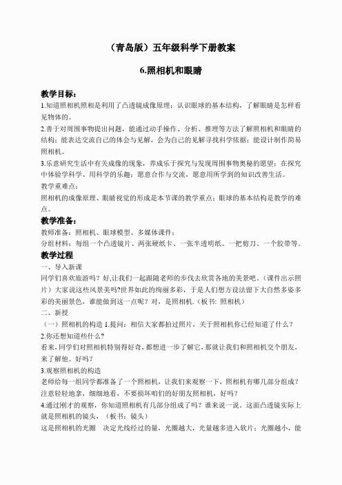 青岛小学科学四下《14照相机和眼睛》word教案 (6)