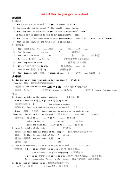 山东省临沂市兰山区义堂中学七年级英语下册 Unit 3 How do you get to scho