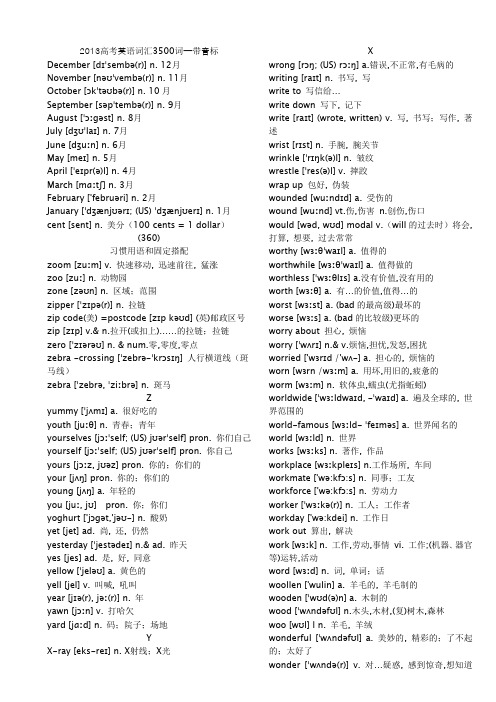 2013高考英语词汇3500词—带音标讲解