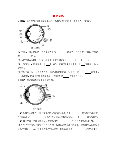 中考生物复习重点题型探究题型二识图题第七类视觉器官的结构与生理活动习题