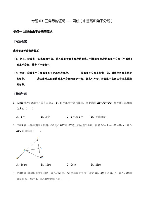 专题03 三角形的证明——两线(中垂线和角平分线)(原卷版)