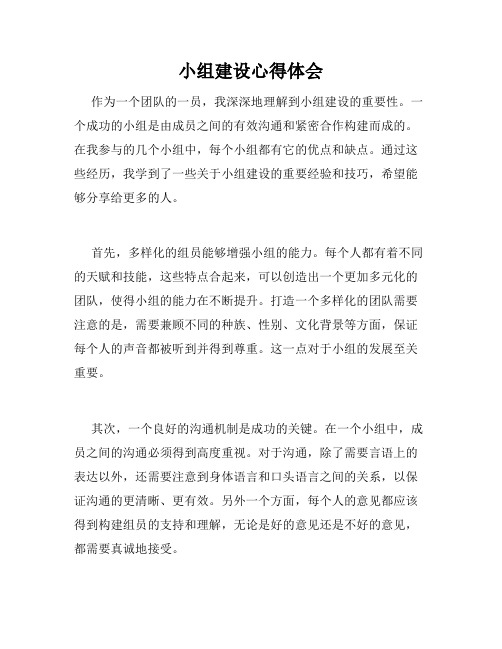 小组建设心得体会