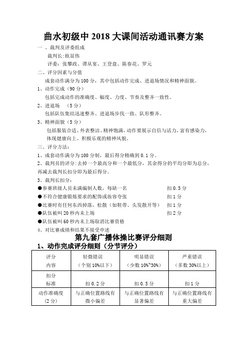 第九套广播体操比赛评分方法