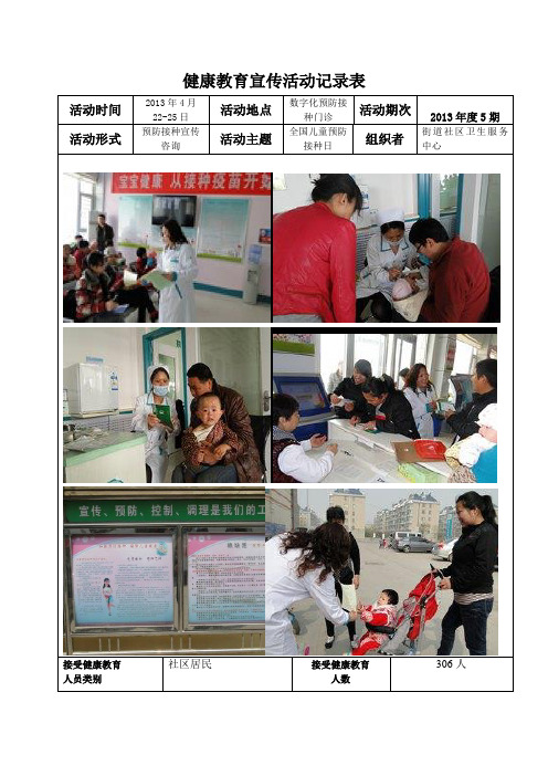 社区卫生服务中心健康教育宣传记录表-预防接种日