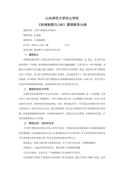 天然气燃烧及应用技术 教学大纲